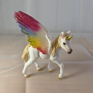 Schleich Bayala Rainbow Pegasus Foal 2015 D-73527 Glitter Wings Unicorn Horse
